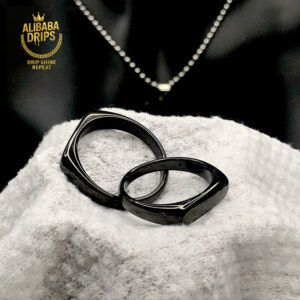 Obsidian Bond Stainless Steel Ring Duo