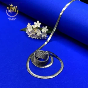 Royal Silver Drip Chain & Mesh Ring Combo