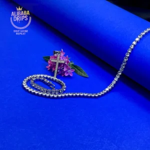 Radiant Cross Diamond Pendant & Silver Chain